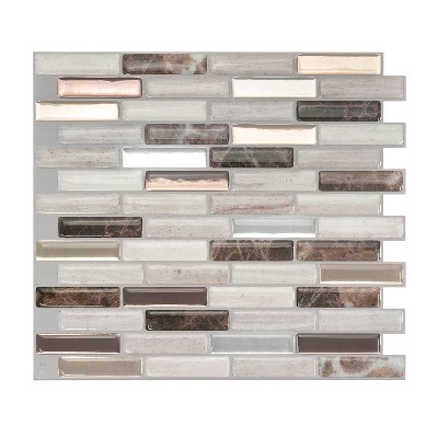 Smart Tiles 3D Peel and Stick Backsplash 4 Sheets of 10.20" x 9" Kitchen and Bathroom Wallpaper Milenza Genoa