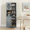 Costway Tall Bathroom Cabinet Large Floor Storage Cabinet with Acrylic Doors & 3 Cubes Black/Gray/White - 4 of 4