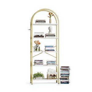 GustoWave Arched Bookshelf 5 Tier Bookcase Display Racks Tall Bookshelves Modern Storage Rack Shelf Large Wood Book Shelf for Bedroom, Living Room - 1 of 4