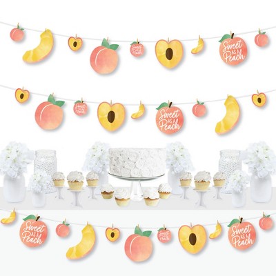 Big Dot of Happiness Sweet as a Peach - Fruit Themed Baby Shower or Birthday Party DIY Decorations - Clothespin Garland Banner - 44 Pieces