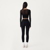 Anna-Kaci Active Women's Ribbed Knit High Waist Leggings with Wrap Tie Waistband and Contrast Cuffed Hem - 3 of 4