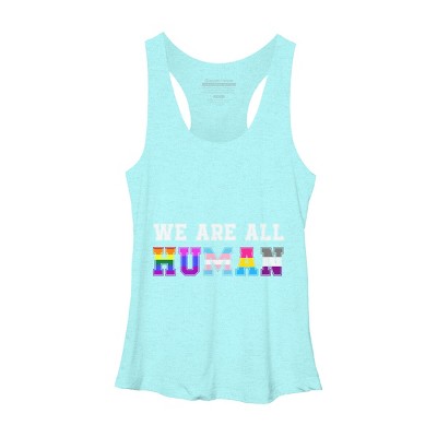 Adult Design By Humans We Are All Human Pride Motto By corndesign Racerback Tank Top