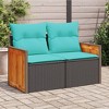 vidaXL Patio Sofa/Outdoor Loveseat 2-Seater Black Poly Rattan with Cushions - Comfortable, Durable Garden Seating with Storage - 2 of 4