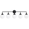 POWLIG 38.9-in 5-Light Black Dimmable Bathroom Vanity Light with 5.9in Milk Opal Glass Globe Shade - 3 of 4