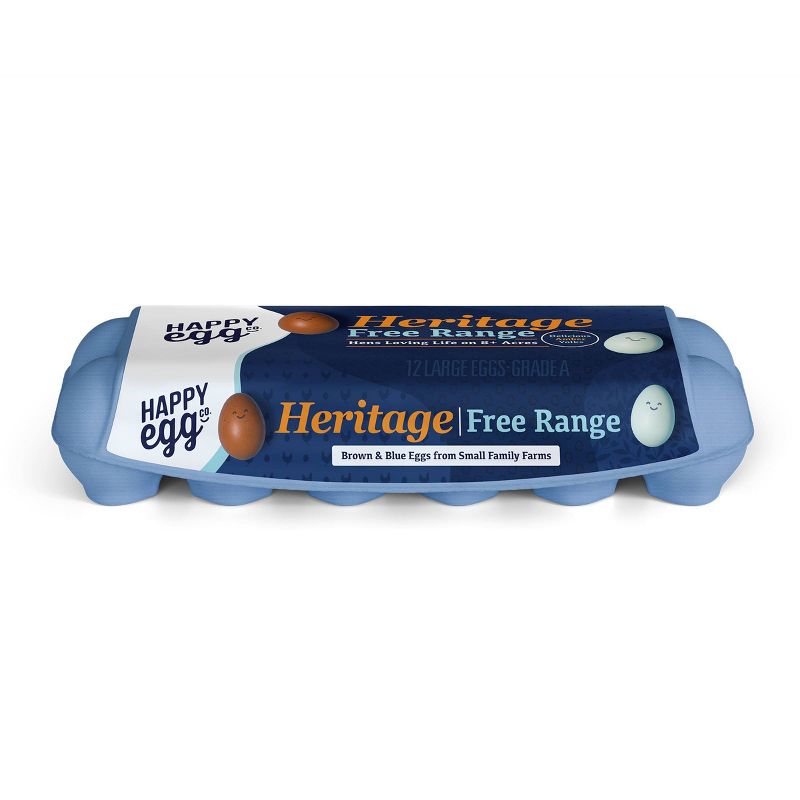 Happy Egg Co. Free Range Heritage Breed Brown and Blue Eggs - 28oz/12ct, 3 of 8