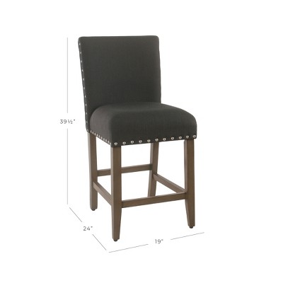 Blake Nailhead 24" Dark Charcoal Acrylic & Wood Counter Stool