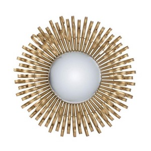 HomeRoots 27" Gold Sunburst Iron Framed Accent Mirror - 1 of 4