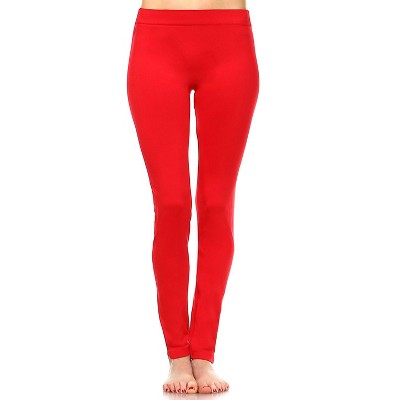 Women's Slim Fit Solid Leggings Red One Size Fits Most - White Mark ...