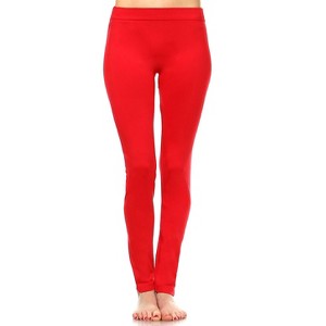 Women's Slim Fit Solid Leggings - One Size Fits Most - White Mark - 1 of 3