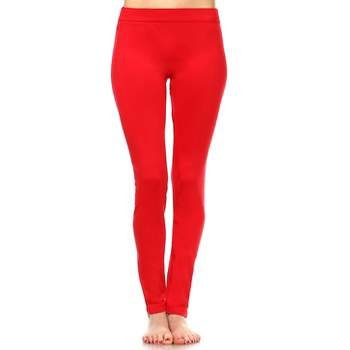 Women's Plus Size Super-stretch Solid Leggings Red One Size Fits