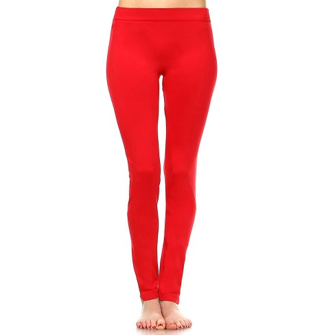 Women's Slim Fit Solid Leggings Red One Size Fits Most - White Mark
