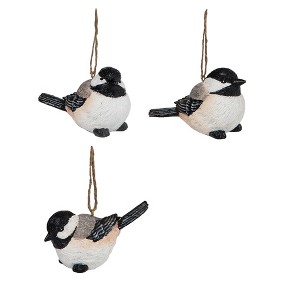 Gallerie II Black & White Chickadee Birds Christmas Tree Ornaments, Set of 3 - 1 of 1