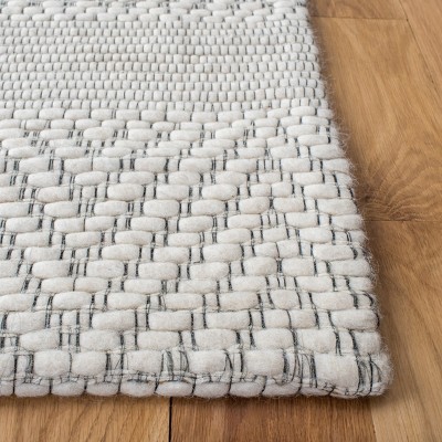 Ivory Flat Woven Handmade Wool and Synthetic Rug, 4' x 6'