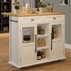 Foldable Kitchen Island Cart with Wheels, 2 Glass Doors, Spice Rack & Towel Holder – Compact Mobile Storage Cart for Small Kitchen - 4 of 4