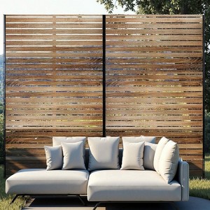 72" H x 47" W Metal Privacy Screen, Freestanding Outdoor Decorative Wall Panel with Stand for Patio, Garden, Balcony & Indoor - 1 of 4