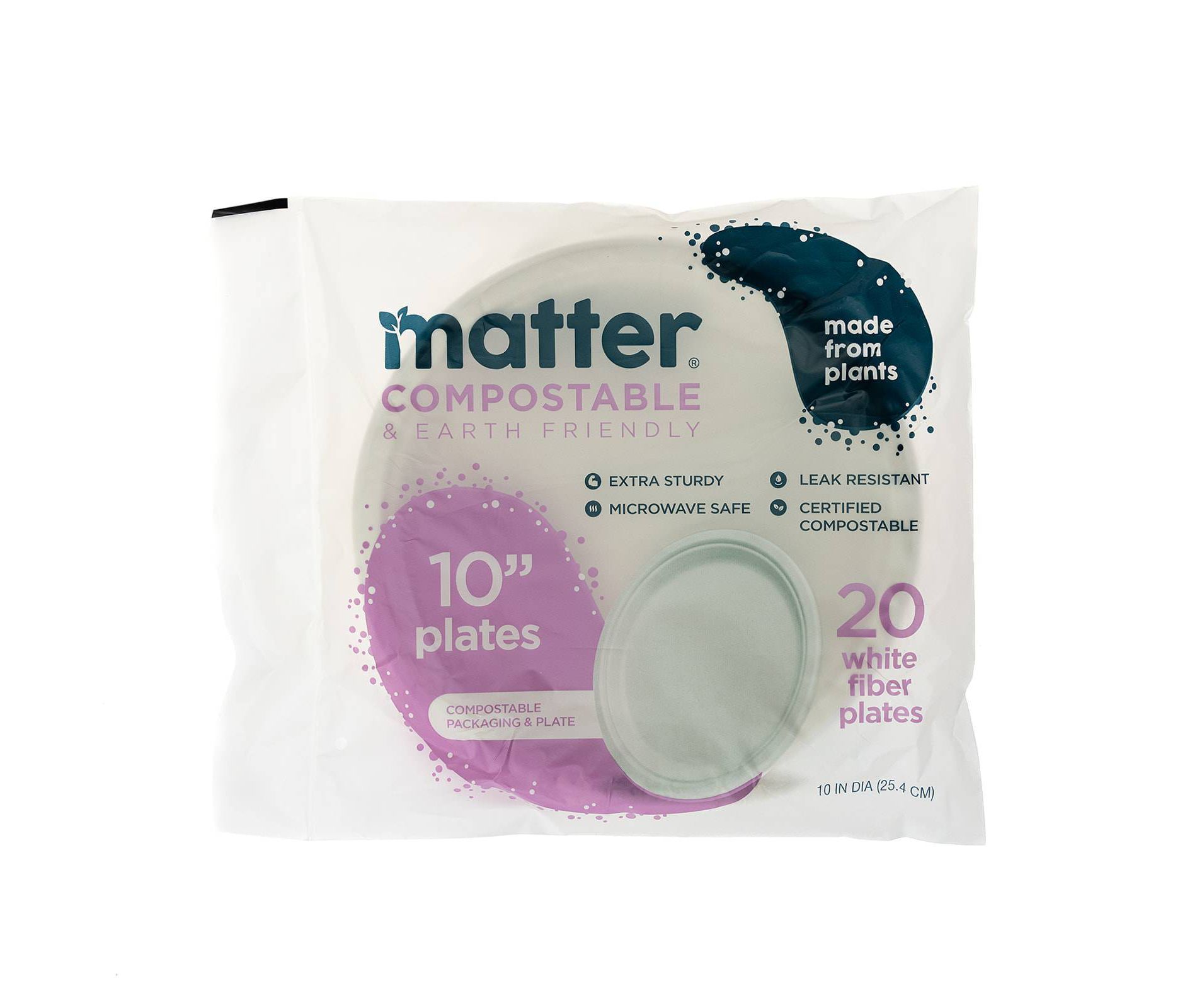 Matter Compostable Fiber Disposable Dinner Plates 10" - White - 20ct