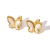 Hollywood Sensation Butterfly Stud Earrings Featuring Mother of Pearl Inlay 0.42 Inches Gold - 3 of 4