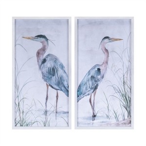 Framed Lake Heron Bird Wall Print (Set of 2) - 1 of 4