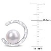 EVERLY JEWELRY | Sterling Silver 7.5 - 8 MM Cultured Freshwater Pearl and Created White Sapphire Open Wave Stud Earrings - 3 of 4