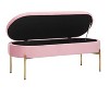 LumiSource 48" Chloe Storage Bench Velvet/Metal Gold/Blush Pink: Elegant Ottoman for Bedroom, Entryway Seating with Metal Frame - 2 of 4