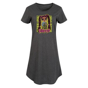 Women's LOL Surprise! Fierce Graffiti Graphic T-shirt Dress - Heather Charcoal - Large - 1 of 4