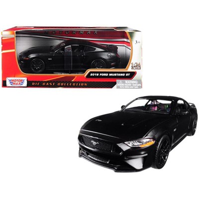 2018 Ford Mustang GT 5.0 Matt Black with Black Wheels 1/24 Diecast Model Car by Motormax