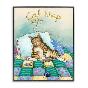 Stupell Industries Cat Nap Funny Pet Black Framed Giclee Art - 1 of 4
