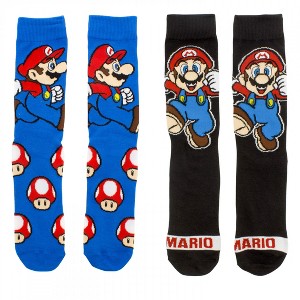 Mens Super Mario Bros. Level Up 2-Pack Crew Socks - 1 of 4