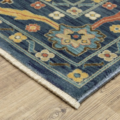 Hand-knotted Blue and Multi Oriental Rectangular Rug