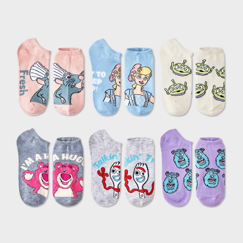 Women Pixar 6pk Low Cut Sock - Aorted Color 4-10