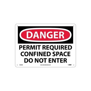 National Marker Permit Required Confined Space Do Not Enter 10X14 .040 Aluminum Danger Sign D360AB - 1 of 1