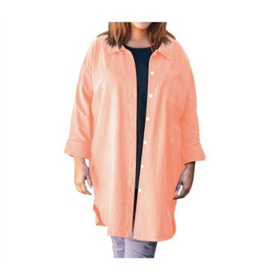 Women's Cotton Collar Long Sleeve Kendall Shirt - Plus - On The Plus Side