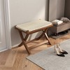 Tangkula Folding Natural Rattan Ottoman w/ Hand-woven Seat & X-shaped Teak Wood Frame - 4 of 4