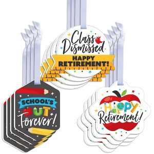 Big Dot of Happiness Teacher Retirement - Assorted Hanging Happy Retirement Party Favor Tags - Gift Tag Toppers - Set of 12 - 1 of 4