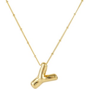 Personalized Balloon Letter Necklace 14K Gold Plated Alphabet Jewelry - 1 of 4