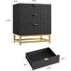 Acekool 3 Drawer Dresser, Modern Chest with Gold Metal Legs, Carved Panel Storage Cabinet Organizer for Bedroom Living Room Hallway - 2 of 4