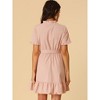 Allegra K Women's Ruffle Hem Fit and Flare Frill Trim Button Front Dresses - 4 of 4