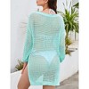 Women's Summer Crochet Hollow Sweater Long Sleeve Crewneck Beach Mesh Cover Up Tunic Top - 3 of 4
