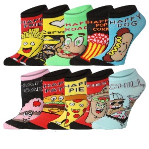 Tipi Toe Womens 10 Pairs Whimsical Happy Meal Mix Pattern & Mix Colors For Vibrant Style Low Cut/No Show Socks - 1 of 4