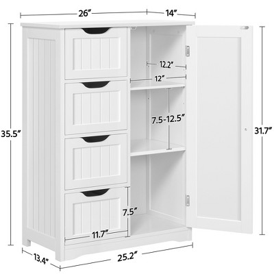 White Wooden Living Room Cabinet with Adjustable Shelving