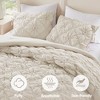 AENKYO Full/Queen Comforter Set, 3-Piece Puffy Embroidery Bedding with Textured Floral Quilting & Elastic Ruching Design - 3 of 4