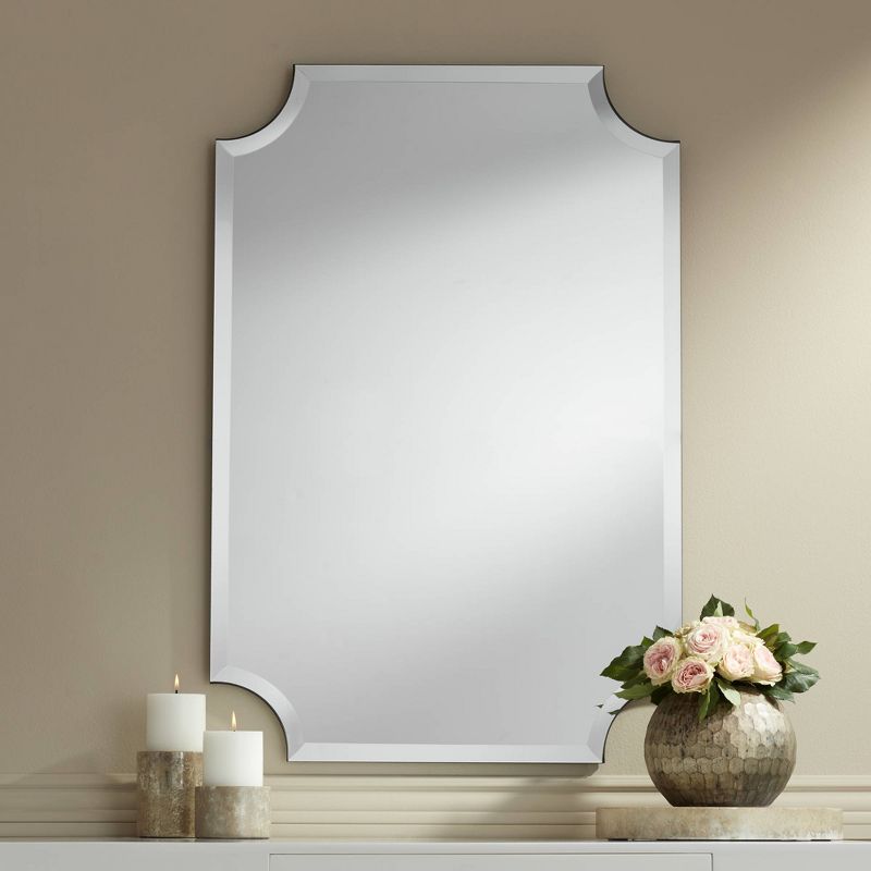 Noble Park Brix Rectangular Cut Corners Vanity Wall Mirror Beveled Edge Frameless 24" Wide for Bathroom Bedroom Living Room Home Office Entryway House, 2 of 10
