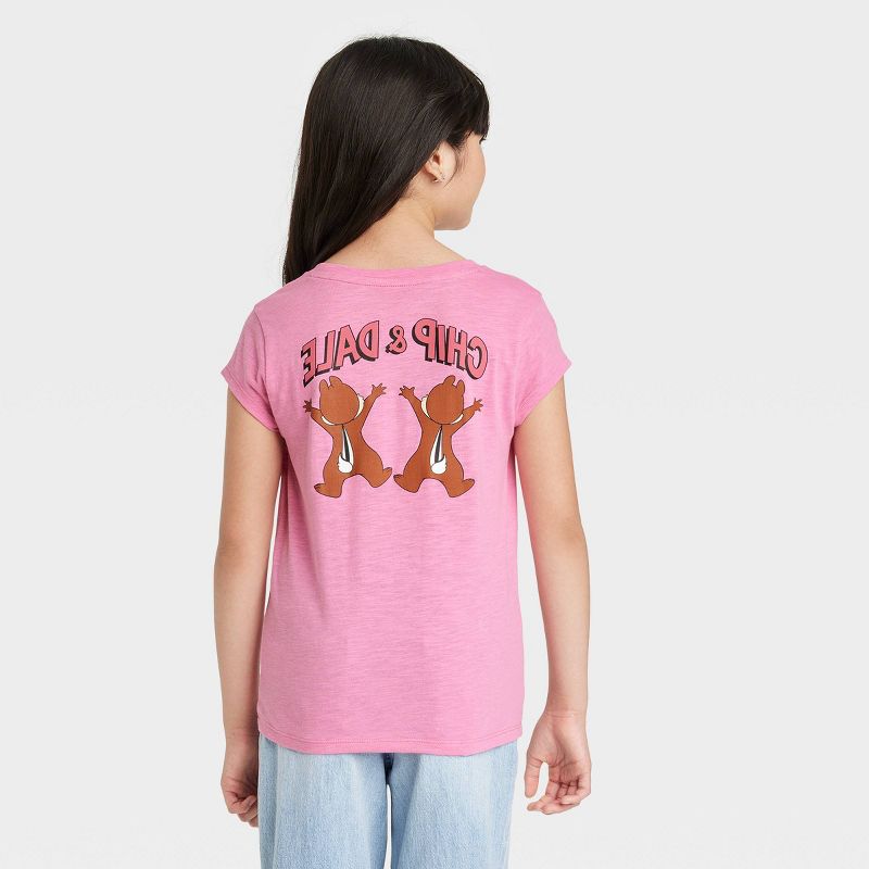 Girls&#39; Disney Chip &#38; Dale Short Sleeve Graphic T-Shirt - Pink, 3 of 4