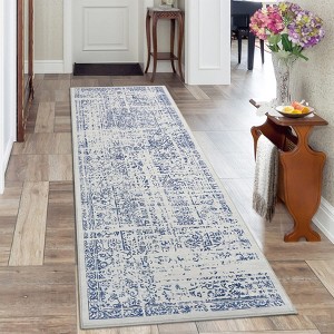 Vintage Distressed Area Rug Low Pile Non-Slip Rugs Washable Rug - 1 of 4