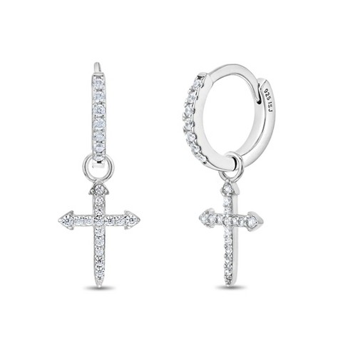 Cross Stud Earrings | Live in Stud Collection - Easy to Style & Wear Silver