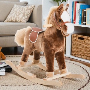 Mshliw Plush Rocking Horse for Toddlers, Ride-On Toy with Wooden Base, Soft Saddle Rocker for Kids Indoor Play, Birthday Gift, Christmas gift - 1 of 4