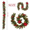 Christmas Garland with Lights, 6 ft Battery Operated Garland Christmas Decorations with Poinsettias Ball Ornaments, Prelit Xmas Garlands - 2 of 4