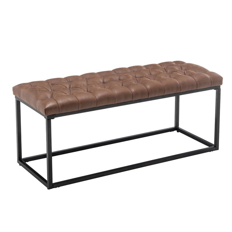 42" Rectangle Bench with Black Metal Base - WOVENBYRD, 3 of 12