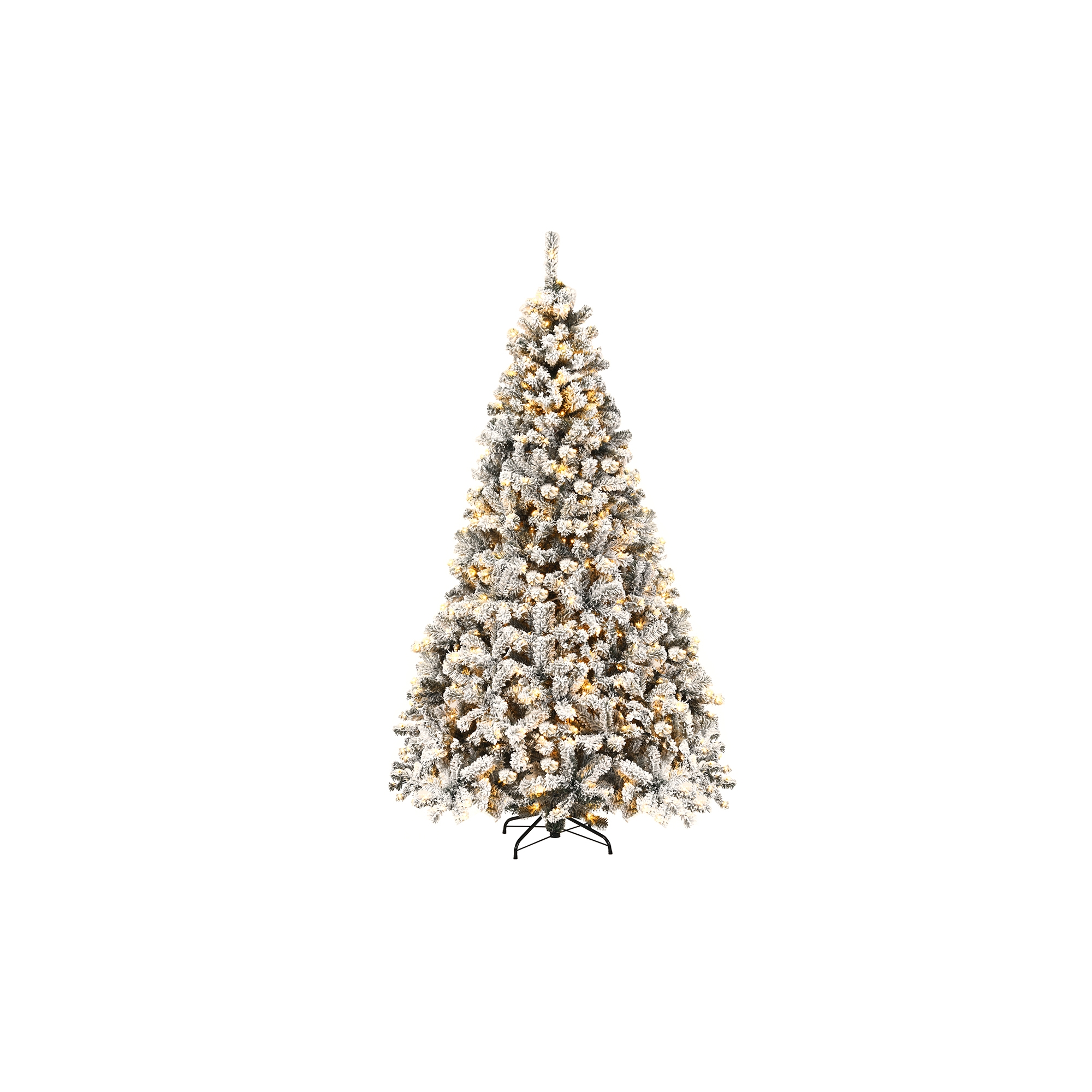 Costway 7.5 ft Prelit Premium Snow Flocked Hinged Artificial Christmas Tree with 450 Lights