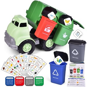 Fun Little Toys - Toy Garbage Truck - Green Recycling Vehicle with Sorting Features for Kids - 1 of 4